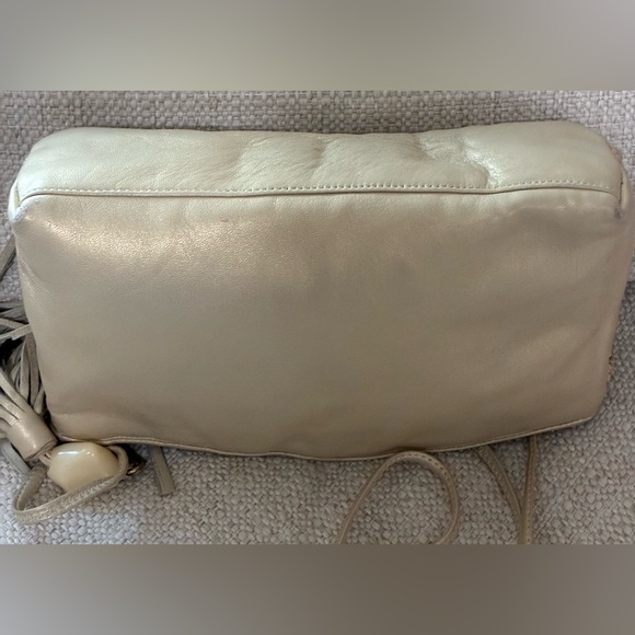 Vintage 1980s Sharif Gold & off whiteMetallic Woven LeatherShoulder Bag - Picture 8 of 16